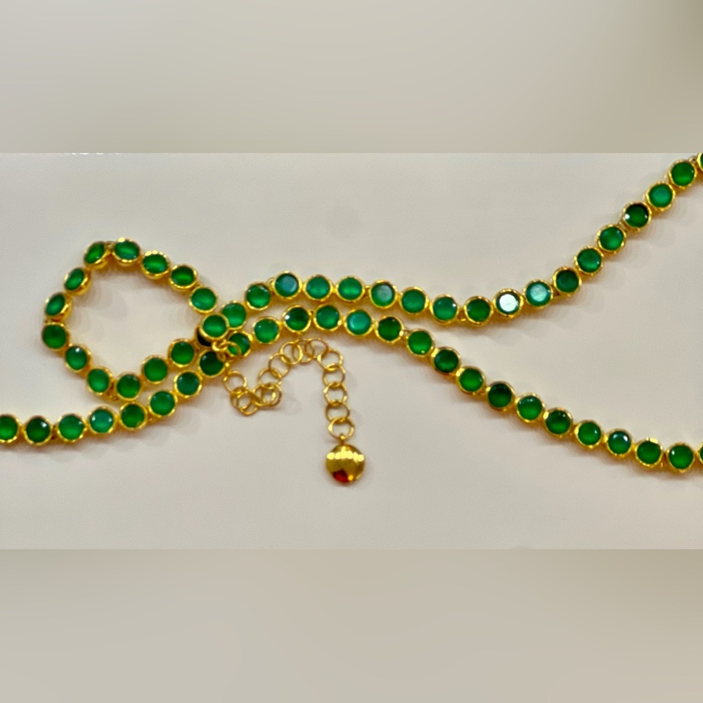 ‼️SOLD!!‼️Monica Vinader x Kate Young Green Onyx Tennis Necklace 18K Vermeil - Picture 4 of 13